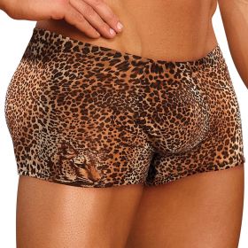 Male Power Animal Pouch Short-Brown Leopard Medium