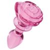 Booty Sparks Pink Rose Glass Anal Plug-Small