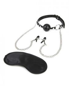 Lux Fetish Breathable Ball Gag Adjustable Nipple Clamps - TCN-ELD-LF1807