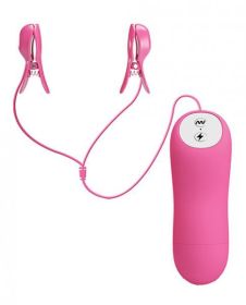 Romantic Wave Electro Shock Vibrating Nipple Clamps Pink - TCN-BI-014648-1