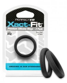 Perfect Fit Xact Fit #12 Black Pack Of 2 Cock Rings - TCN-PF-CR-75B