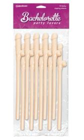 Bachelorette Party Favors Dicky Sipping Straws Beige 10pc. - PD6203-01