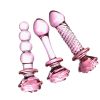 Flower Crystal Glass Anal Plug Masturbation Sex Toys For Women Men Butt Plug Adult Products Pink Prostate Massager Anal Sex Toys - 3