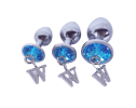 Opis ‚Äì 3 piece luxury gem butt plug & anal training kit - Silver and blue